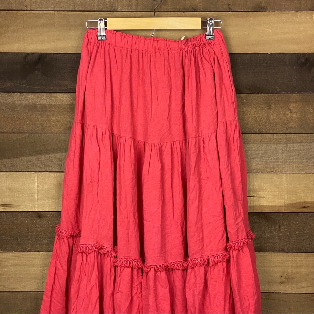 Free People Women’s Flowy Red Maxi Skirt - Picture 2 of 6